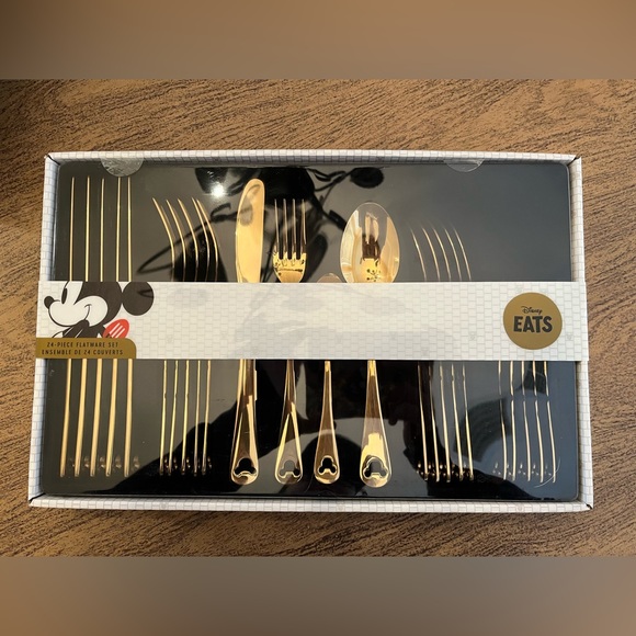 Disney Eats Mickey Mouse Icon Gold Flatware Set - 24 Piece NEW - Picture 2 of 7